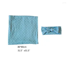 Blankets Born Receiving Blanket Bowknot Headband Set Baby Infant Cotton Sleeping Bag Swaddle Wrap Hairband