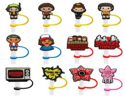 custom stranger things straw topper silicone mold cover fashion charms Reusable Splash Proof drinking dust plug decorative 8mm str9582442
