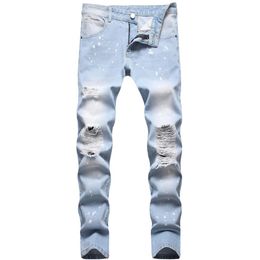 2022 Men039s Ripped Skinny Jeans Fashoin Casual Slim Denim Pants Size 2842 Midwaist Multiple Holes Trousers 20 Styles Pantalo9816638