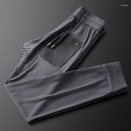 Men's Pants High End Brand Pocket Casual 2024 Summer Ice Silk Butterfly Print Comfortable And Breathable Sports