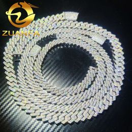 Hot Selling Drop Shipping Service 925 Sterling Silver Hip Hop 10mm 12mm 14mm 15mm Iced Out Moissanite Diamond Cuban Link Chain