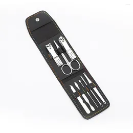 Nail Art Kits 8 Pieces Pedicure Kit File Clipper Pusher Tweezers Beauty Care Instruments Set With Leather Pouch