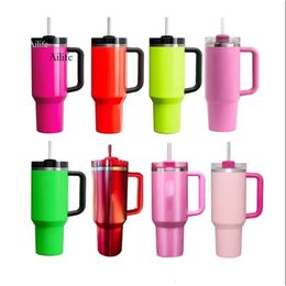 1Pc New Quencher H2.0 40Oz Stainless Steel Mugs With Silicone Handle Lid And Straw 2Nd Generation Tumblers Vacuum Insulated Water Bottles With 0418