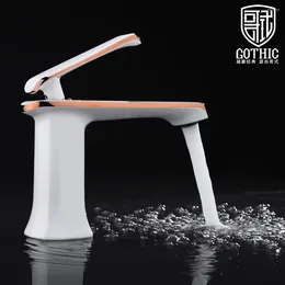 Bathroom Sink Faucets Basin Faucet Black Fashion European Style Brass White Luxury Cold Water Deck Mounted Mixer Tap
