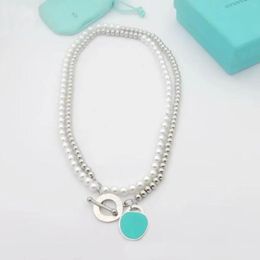 designer jewelry Double pearl bracelet for women Classic T Home 925 Sterling Silver Heart bracelets Brand New Diamond Arrowhead Love Pendant Fashion necklace