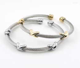 Bangle Classic Charms Stainless Steel Cuff Bangles Bracelets Starfish Punk Cable Wire Stripe For Women Men Party Jewellery Gif4667077
