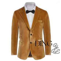 Men's Suits Blazer Retro Velvet Lapel Collar Business Slim Fit Suit Two Button Pocket Casual Daily High Quality Jacket