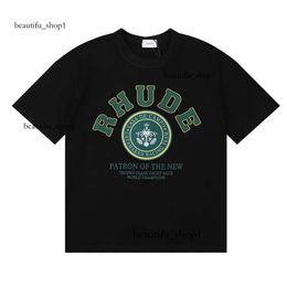 T Shirt Mens Rhude Tracksuits Designer Printing Letter Black White Grey R Summer Fashion Cotton Cord Top Short Sleeve Rhode 366