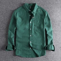 Men's Vests 376 Washed Oxford Fabric Basic Simple Pocket Long Sleeve Shirt Men Spring And Summer Casual Thin Coat