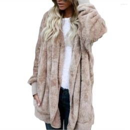 Women's Knits Winter Jacket Coat Cardigan Long Sleeve Casual Hooded Ladies V-Neck Loose Reversible Fleece Pocket Midi 2024