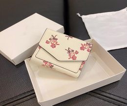 women wallet 2021 autumn new Fashion ladies purse High quality cowhide shortWallet flower print clutch credit card size1110cm3683225