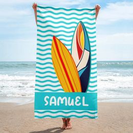 Personalized Beach Towels for Women Men Custom Name Beach Towel with Name Surfboard Summer Gifts 240415