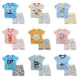 Summer New Children's Short Sleeved Shorts Set, Pure Cotton Foreign Trade Children's Clothing, Cross-Border Girl's T-Shirt Set, One Piece For Shipping