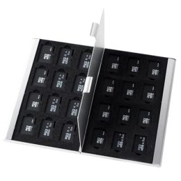 Enclosure Silver Aluminium Memory Card Storage Case Box Holder For 24 TF Micro SD Cards