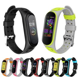 For Mi Band 34567 Two Color SilICONe Strap Mi Band RepLAcement SilICONe Smart Wristband Band 4 5 6 7 Bracelet 240419