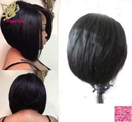 Short Bob Lace Front Human Hair Wigs Middle Parting Peruvian Human Hair Full Lace Wigs Silky Straight For Black Women7676543