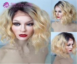 100 Malaysian Virgin human hair Ombre Blonde Colour full lace wigs lace front wigs bleached knots ombre human hair wigs99892932512318