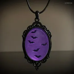 Pendant Necklaces Gothic Fashion Purple Bat Witch Night Necklace Halloween Gift