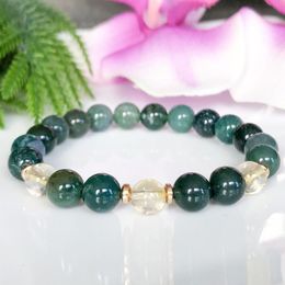 MG1486 Strand New Design Citrine and Moss Agate Bracelet Natural Gemstone Bracelets Healing Crystals Mala Bracelet Yoga Gifts for 212o