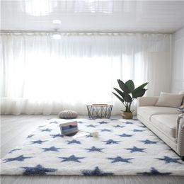 Area Rug for Living Room Modern Geometric Carpets Fluffy Distressed Faux Wool Floor Carpet