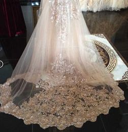 Wedding Hair Jewellery In Stock Bridal Veils Sequins Luxury Cathedral Veil Appliques Lace Edge Custom Made Long Wedding Veils Sequins Wraps