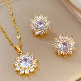 20 Designs Luxury Women Jewelry Set Yellow Gold Plated Bling CZ Earrings Necklace Set for Girls Women for Party Wedding Christmas Birthday Gift