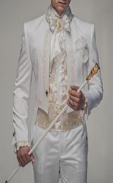 New Style White With Gold Embroidery Groom Tuxedos Groomsmen Men Blazer Wedding Suits Prom Clothing JacketPants G10936284727