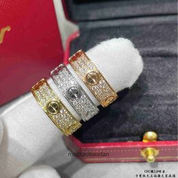High End Designer Jewellery rings for womens Carter V Gold Narrow Full Diamond Full Sky Ring Womens beautiful 18K Rose Gold Plating Original 1:1 With Real Logo and box