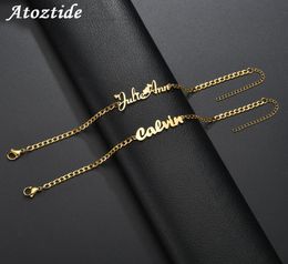 Customised JewelryCustomized s Atoztide Custom Personalised Bracelet Stainless Steel Charms Handmade Cuban Chain Engraved Handwrit2994954