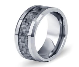 Mens Ring New Tungsten Steel Men039s Ring Fashion Jewellery New Simple Carbon Fibre Tungsten Steel Ring5852396