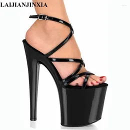 Dress Shoes LAIJIANJINXIA 8 Inch Stiletto High Heels With 10cm Platforms Strappy Sexy 20cm Women's Sandals