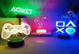 Night Lights Creative JUST ONE MORE GAME Sign Lamp 3D Illusion Playstation Icons Holiday Lighting Decoration Gaming Room Set Up1450816