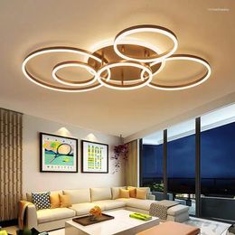 Chandeliers Nordic LED Circel Rings Ceiling Lighting Black White Lampara Techo Luminaire Living Dining Room Bedroom Decor Lamp