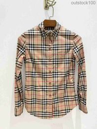 Fashion burberyys2 shirts men high quality long sleeve New Classic Plaid Striped Cuffs Patchwork Shirt for Men Women