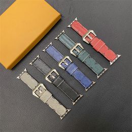 Genuine Leather Smart Straps Watchbands for Apple iWatch Designers Brown Flower 38mm 40mm 41mm 42MM 44MM 45mm 49mm for iwatch 3 4 5 6 7 8 Se Ultra Bracelet Gift Box Pack