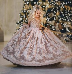 Flower Girls Dresses Luxury Embroidery Appliques Kids Pearls Evening Gowns Tulle Sleeveless Flowergirl Dress For s3145516