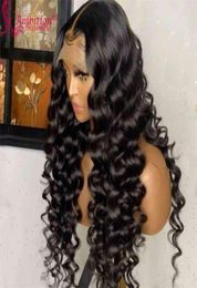 Ambition 1b Unprocessed Human Hair Preplucked Black Loose Deep Wave Front Wigs 13x4 Lace Frontal Wig Bleached Knots8037947