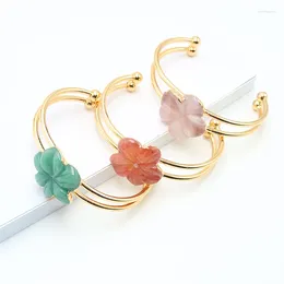 Bangle Natural Stone Healing Crystal Bracelet Sunflower Golden Wrapped Bangles For Womens Girls Ladies