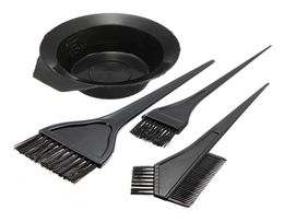 1 Set of 4pcs Hair Dye Colouring Brush Comb Black Plastic Mixing Bowl Barber Salon Tint Hairdressing Colour Styling Tools7870003