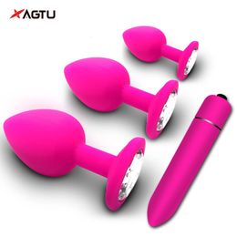 SML Anal Plug Butt Vibrator WomenMen Soft Silicone Round Shaped Erotic Bullet Analplug Sex Toys for Adults Bullet Vibrator 240417