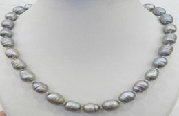 18quot1112 mm round Tahitian black green pearl necklace0127254144