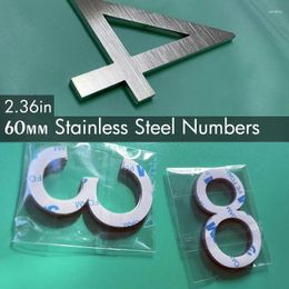 Decorative Figurines 2.36in/60mm Stainless Steel Wall Number Stickers Self-adhesive Metal House Door Numbers 0 To 9 For Lockers Address Sign