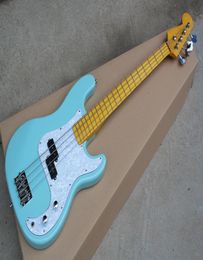 Factory Custom Sky Blue 4 Strings Electric Bass Guitar with Reverse HeadstockWhite Pearl PickguardOffer Customized6939907