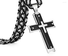 Chains Punk Religious Stainless Steel Pendants Necklaces For Men Black Silver Color Long Link Chain Necklace CollierChains E8159750