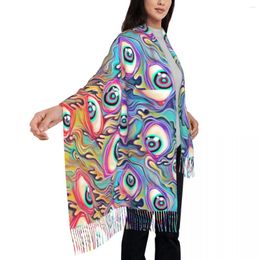 Scarves Womens Scarf Outdoor Colourful Dripping Eyes Large With Tassel Eyeball Y2k Cool Shawls And Wrap Winter Design Bandana