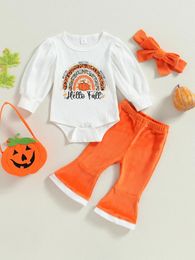 Clothing Sets Baby Boy Halloween Costume Set Born Pumpkin Print Romper Striped Pants Hat Fall Outfit 3Pcs