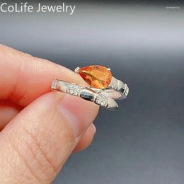 Cluster Rings Design Style Silver Crystal Ring 6mm 8mm Natural Citrine For Daily Wear 18K Gold Plating 925 Jewelry