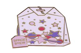 Space brew lapel pin planet galaxy brooch funny tea bag badge creative astronomy jewelry7668702