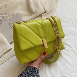 Shoulder Bags V-line Chain Green Crossbody Bag For Women 2024 Summer FashionShoulder Female Handbags And Purses