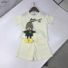 Fashion baby tracksuits child summer suit kids designer clothes Size 90-140 CM Knitted teddy bear design boys T-shirts and shorts 24April